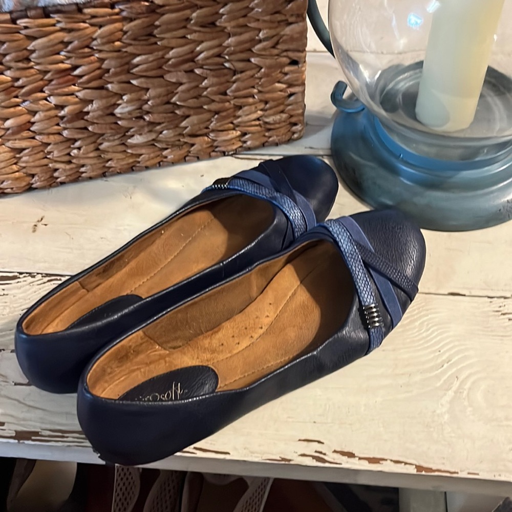 Women’s Navy Flats Sz. 11 Lightly Worn did scuff heel on right shoe seen in pic